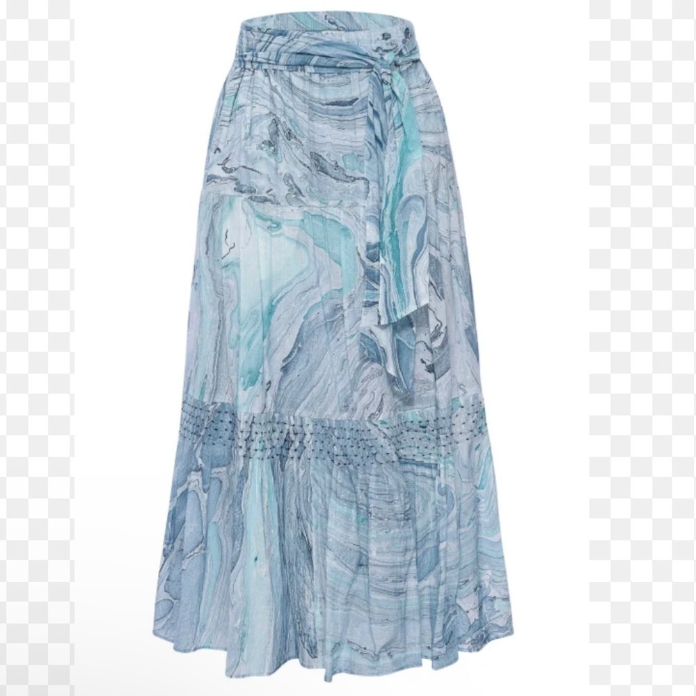 St. roche Selma Skirt marbled ocean blue maxi skirt women’s large new with tags